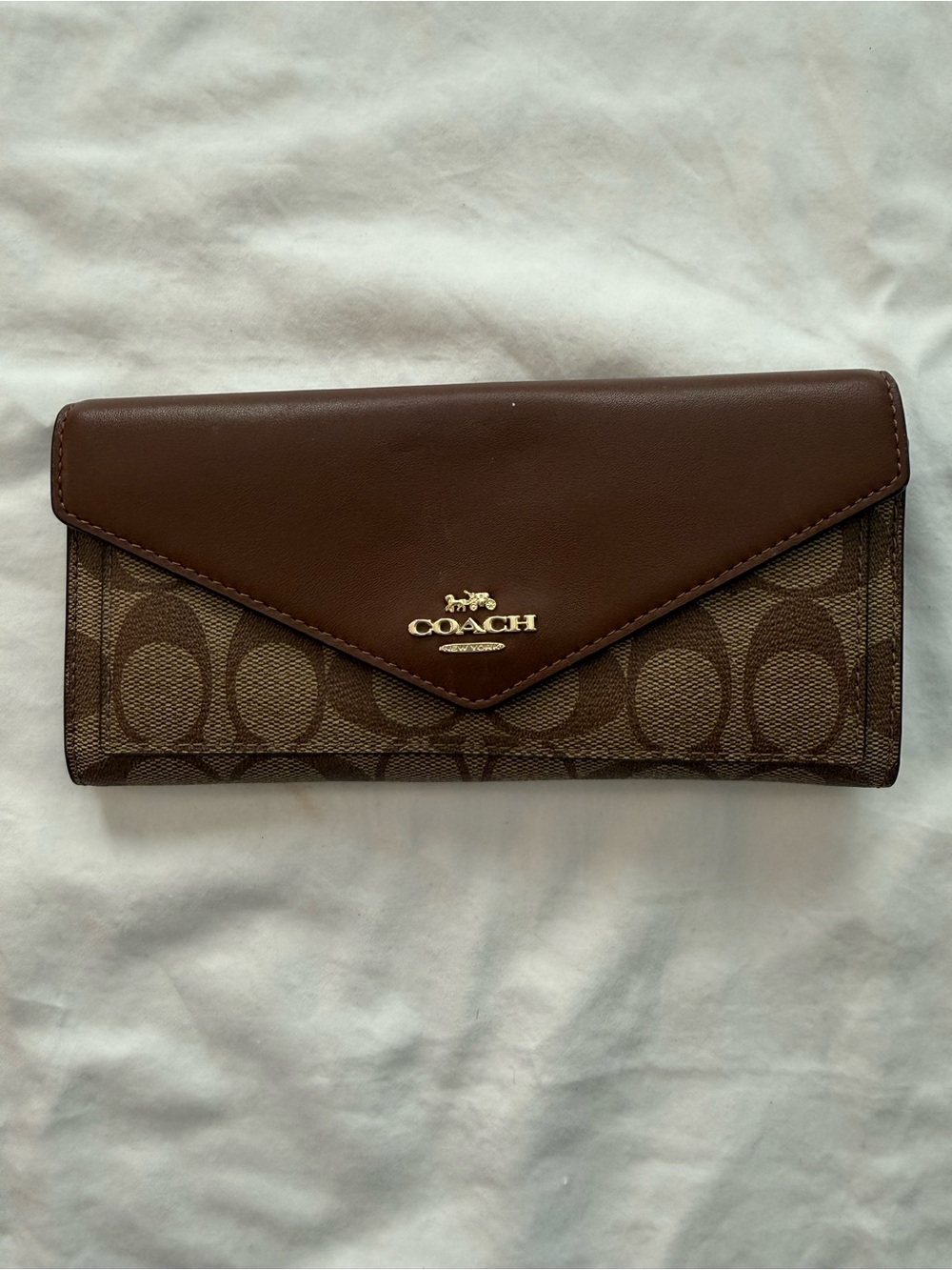 Coach Brown Signature Envelope Continental Wallet